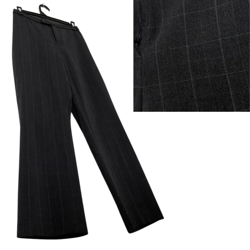 Worthington Petite Stretch Grey Plaid Business Casual Dress Pants - Picture 2 of 13